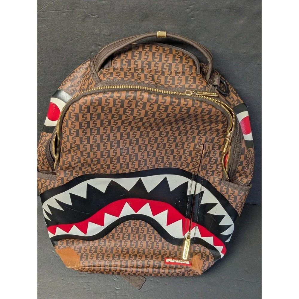 Sprayground Limited Edition Shark Mouth Backpack Zipper Needs Repair & See Photo